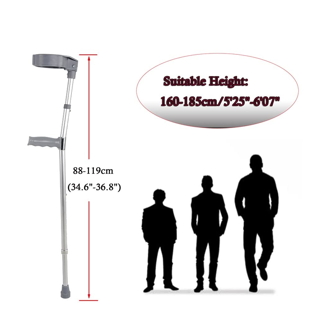 Składana kula, kule do chodzenia po przedramieniu dla dorosłych (pełny mankiet), ergonomiczne kule z regulacją wysokości, aluminiowe antypoślizgowe kule ortopedyczne, lekkie i wygodne (kolor: srebrny,
