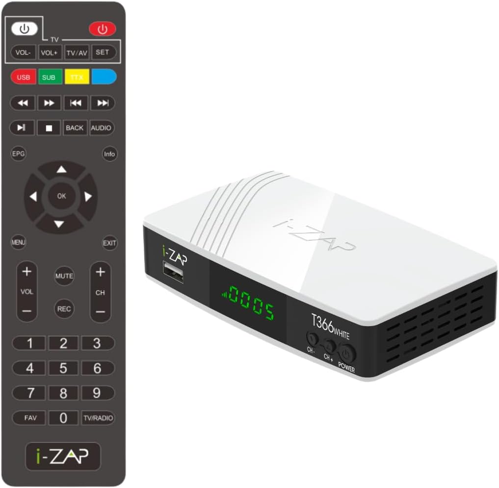 T366 – Digital Terrestrial Decoder 2026 DVB-T2 with Remote Control Included, HDMI, SCART, USB, ETHERNET