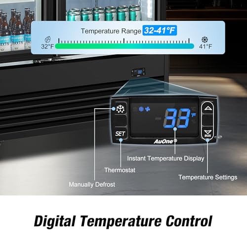 Commercial Beverage Refrigerator, 75" W 60 Cu. Ft. Commercial Drink Fridge, Display Refrigerator with 3 Glass Door, Commercial Display Fridge with 12 Adjustable Shelves, for Shop, Restaurant, Bar