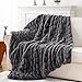 Luxury Concepts Soft Faux Rabbit Fur Throw Blanket - 50" x 60", Elegant Ruched Design Blanket, Machine Washable and Wrinkle Resistant, Lightweight Dark Grey Throw Blanket for Couch, Sofa and Bed