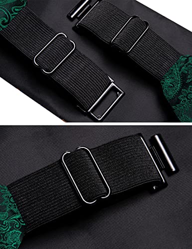 Image of Barry.Wang Men Silk Paisley Cummerbund and Pre-tied Bowtie Handkerchief Cufflink Set for Tuxedo