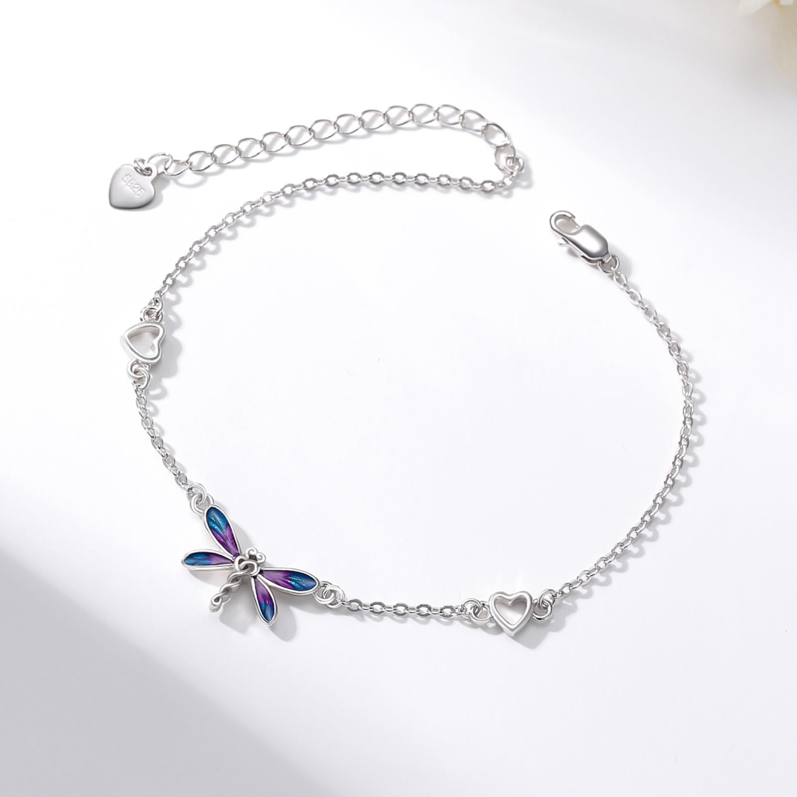 REDSUN Pulsera para mujer de plata de ley 925, alas de ángel/árbol de la vida/margaritas/delfines/gatos/corazón/mariposa/nudo celta, pulsera ajustable de 7 + 2 pulgadas para niñas, novia, esposa, mamá