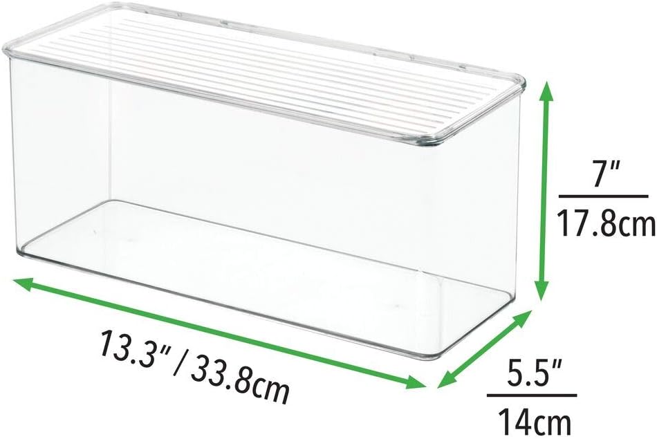 mDesign Plastic Stackable Box Home, Office Supplies Storage Organizer Box with Attached Hinged Lid - Holder for Note Pads, Gel Pens, Dry Erase Markers, Tape - 7" High, 2 Pack - Clear : Office Products