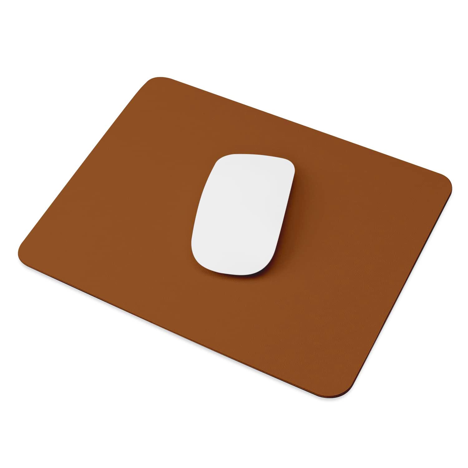 PU Leather Mouse Pad with Stitched Edge Micro-Fiber Base with Non-Slip, Waterproof, Mouse Pad for Computers, Laptop, Office & Home,1 Pack, 20.3 cm x 28 cm (Brown)