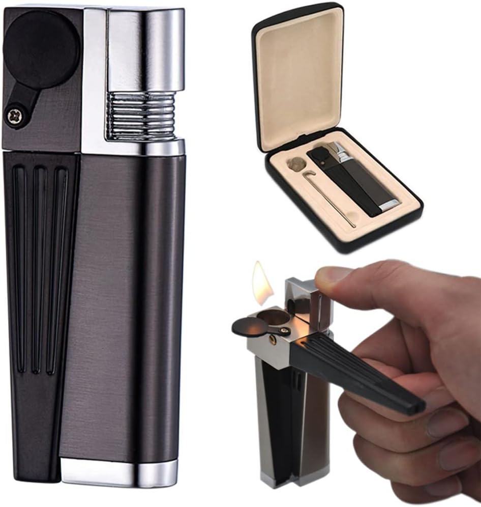 2 in 1 Set Metal Lighter, Portable Hitter Lighter, Foldable