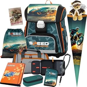 Generisch Auto - Speed Acceleration - Race - OxyBag PREMIUM Schulranzen-Set (10 teilig mit Sporttasche und Schultüte)