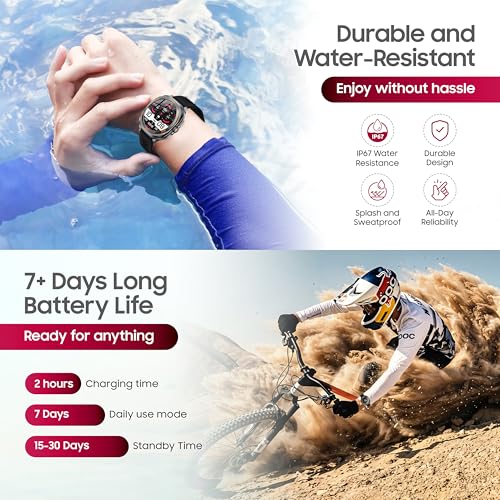 Image of Swiss Military DOM7 Smartwatch 1.43 inch AMOLED, Bluetooth Calling, Multi Language, Health & Sports Tracking, Wireless Charging, 7 Days Battery, IP67, iOS /Android Compatible, Gun Metal Frame & Black Strap