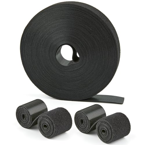 Image of 40 Ft x 1 inch Hook and Loop Roll, Reusable Fastening Cable Ties, Multi-Purpose Cable Management Wire Ties Cable Straps for Organizing Home, Office and Data Centers