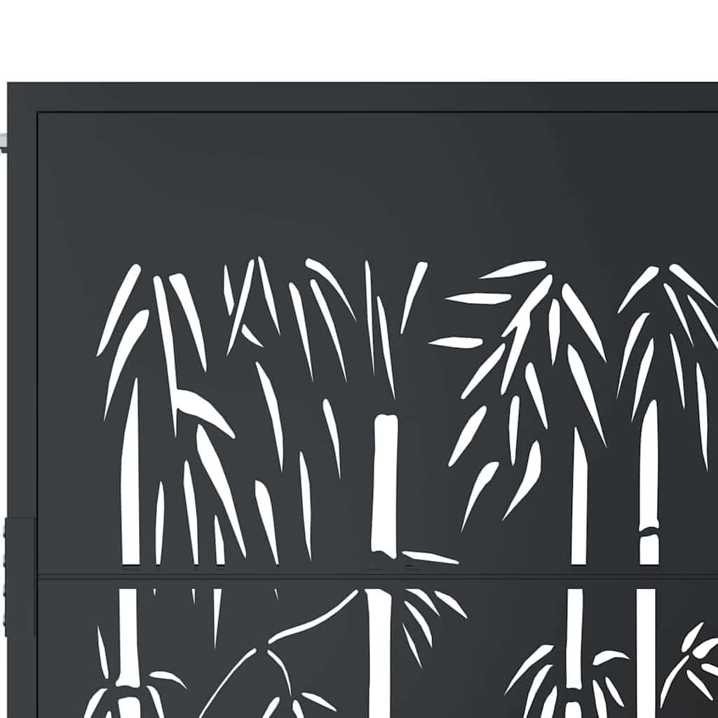 Portal Jardín Acero Antracita, 100 x 100 cm, Diseño Bambú Corte Láser