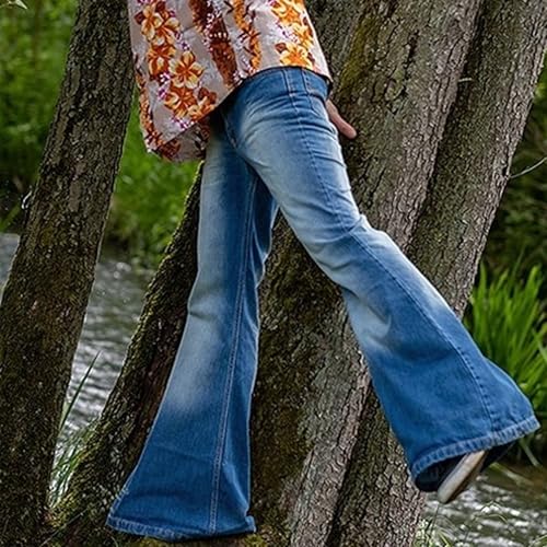 Baggy Hip Hop Jeans for Men Baggy Straight Leg Long Denim Pants Vintage Loose Fit Classic Trousers (4X-Large,Light Blue)3