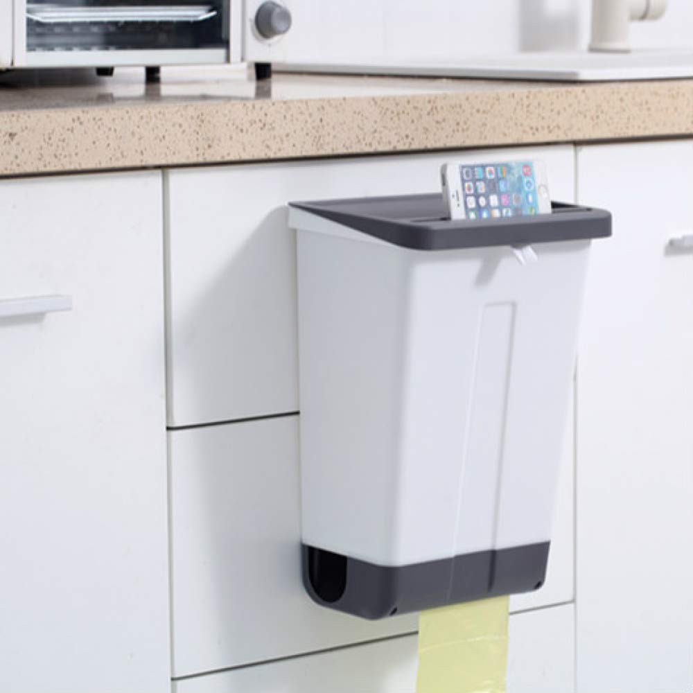 Poubelle murale avec couvercle en plastique blanc pour cuisine et toilettes