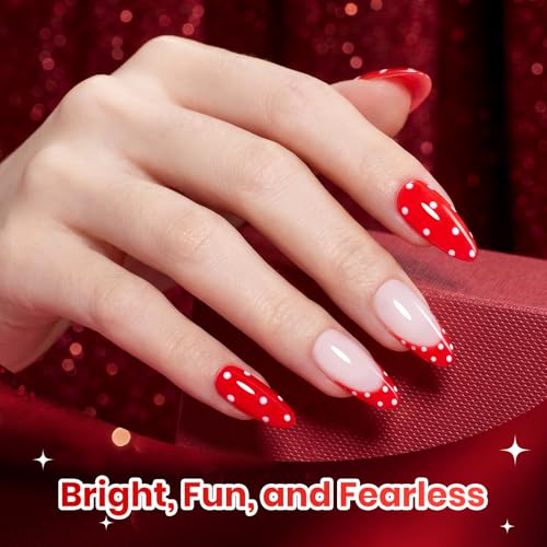 Image of Beetles Red Gel Nail Polish Set, Neon Flame Summer Shimmer Gel Polish, 6 Colors Coral Pink Cherry Red Burgundy Iridescent Gel Nail, Soak Off Uv DIY Manicure Set Gift for Women