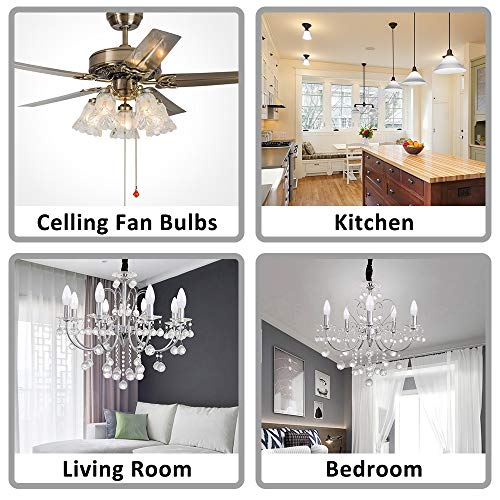 Kindeep E12 Candelabra Led Light Bulbs, 6W Candle Light Bulbs 60 Watt Equivalent, Daylight White 5000K Ceiling Fan Light Bulbs, 550 Lumens, E12 Candle Base, 6 Pack #TOP3