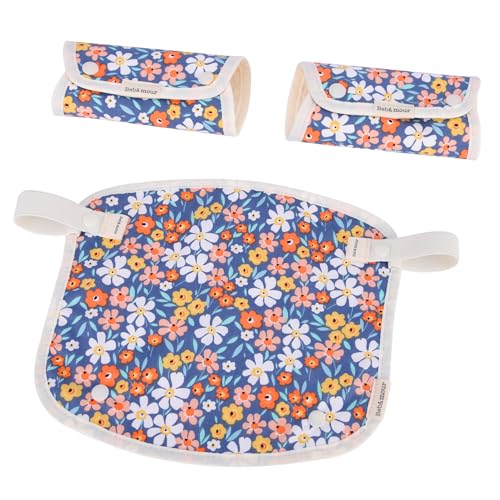 Image of Bebamour Drool and Teething Reversible Cotton Pad For All Carry Positions Baby Carrier White Drool Bib For Boys & Girls(Red Flower)