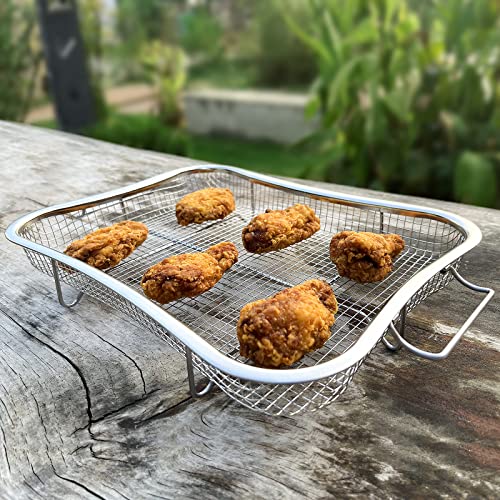 Air Fryer Basket For Oven, Stainless Steel Air Fryer Tray, Non-Stick Mesh Basket Set, Oven Air Fryer Basket Wire Rack Roasting Basket, 2 Piece Set #TOP5