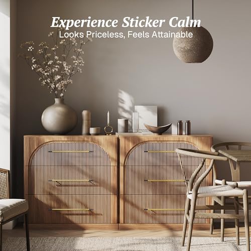 Image of BELLEZE Set of 2 Fluted Modular Sideboard Cabinet, Classic Modern Buffet Cabinet with 3 Drawers, 65'' Accent Credenza Cabinet for Living Room Kitchen Entryway (Camel)