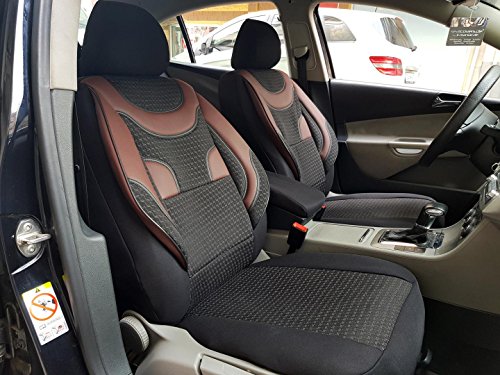 seatcovers by k-maniac V330332 Housses de siège universelles pour Audi A6 C7 Allroad Set de housses de siège avant Accessoires de voiture Intérieur Auto Tuning Housses de siège Noir/rouge foncé/marron