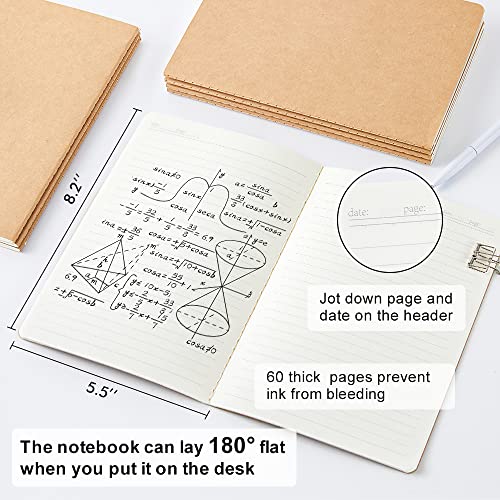 Feela 60 Pack Kraft Notebooks Bulk, Lined Travel Journals Note Pad Notebooks For Men Women Girls Students, Making Plans Writing Memos Office School Supplies, A5, 60 Pages, 8.3” X 5.5” #TOP1