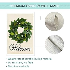 Baccessor Spring Summer Welcome Wreath House Flag 28 x 40 Inch Magnolia Leaves House Flag Vertical Double Sided Burlap Farmhouse Large Flags Outdoor Outside Seasonal Yard Decoration Baccessor Spring Summer Welcome Wreath House Flag 28 x 40 Inch Magnolia Leaves House Flag Vertical Double Sided Burlap Farmhouse Large Flags Outdoor Outside Seasonal Yard Decoration