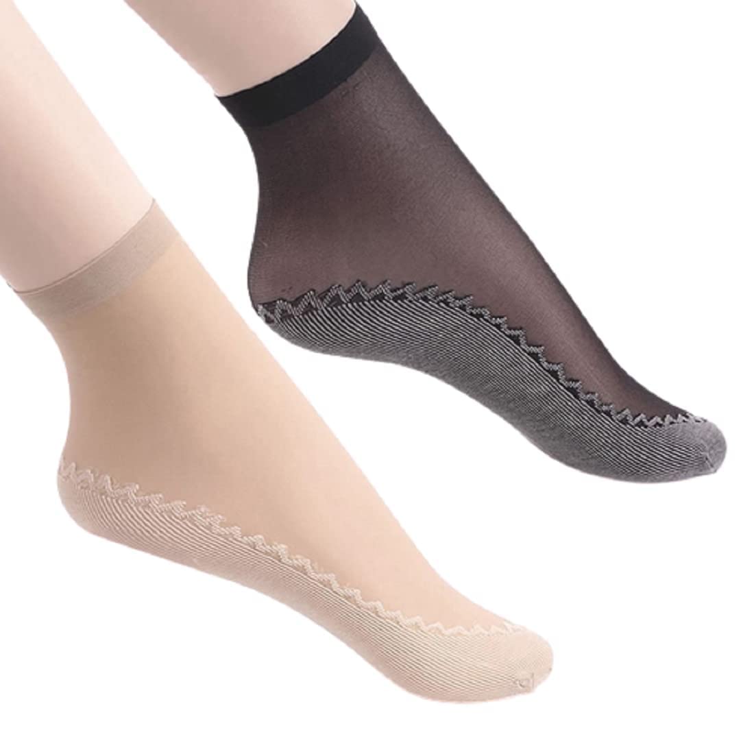 Women Nylon Ankle Length Socks for Summer Mesh Sheer Ultra Thin Transparent Free Size Color_Black-image-43