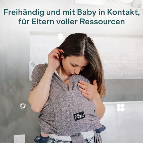 Koala Babycare Tragetuch Baby Neugeborene - Einfach Anzuziehen für Mütter und Väter - Babytrage Multi-Use Bis 9kg - Babytragetuch Anthrazitgrau