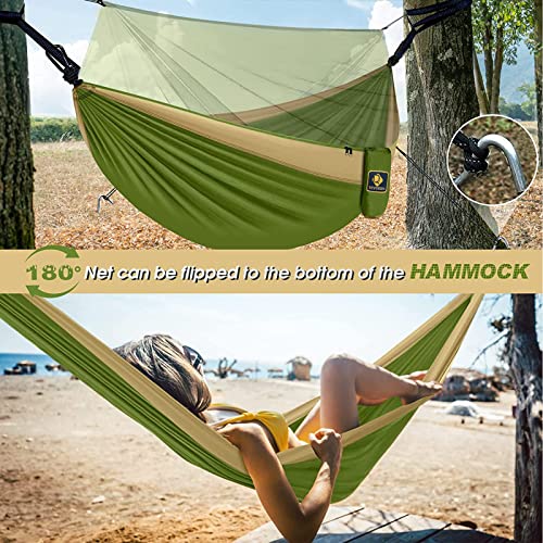 Camping-Hammock-with-NetTravel-Portable-Lightweight-Hammocks-with-Tree-Straps-and-Solid-D-Shape-CarabinersParachute-Nylon-Hammock-for-Outsides-Backpacking-Beach-Backyard-Patio-Hiking