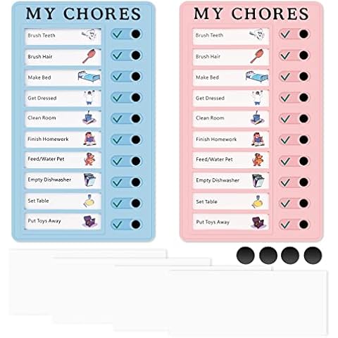 JOYSKY 2 Pcs Chore Chart for Kids Portable Chore Chart Memo Boards 12 x 20 cm My Chores Checklist Board Message Board with 4 Replaceable Blank Paper To Do List for Home Trave Planning Reminder Cover