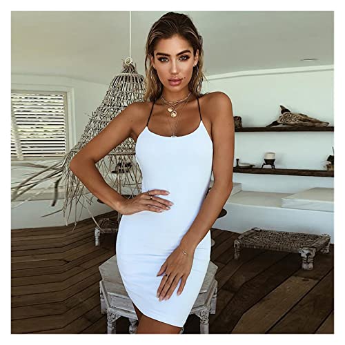 TIYRUS Vestido feminino de verão liso cor sólida bandagem sem mangas bodycon senhora festa noite clu