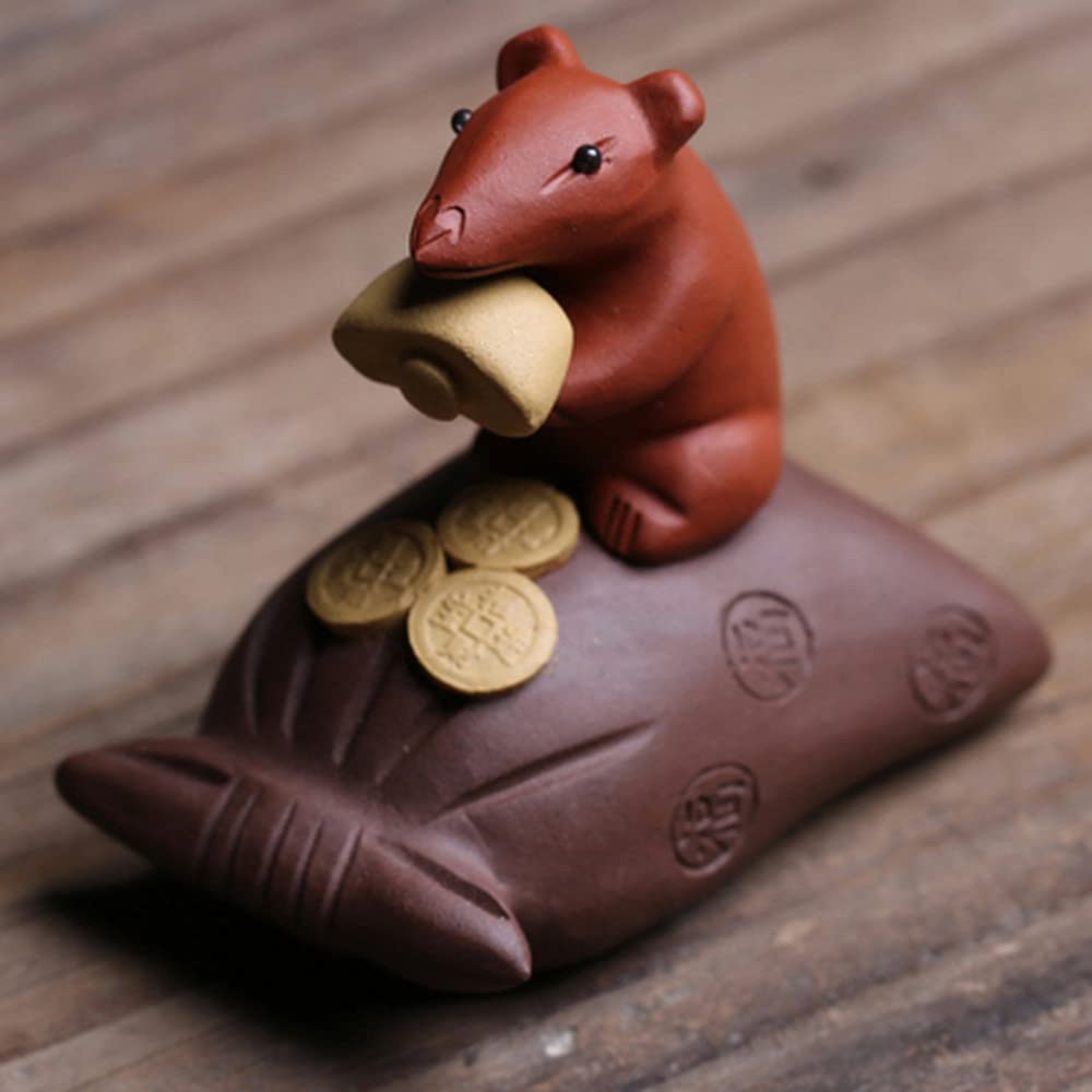XIALON 6.5cm Purple Clay Rat Tea Pet Mouse Tea Play Crafts Kung Fu Tea Accessories Decoration