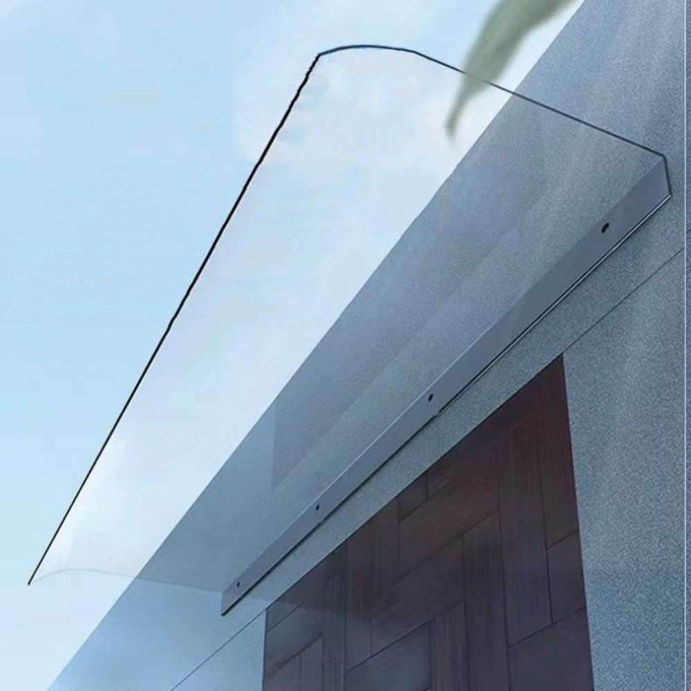 Auvent De Fenêtre 40 70 90 120 180 280 500cm Auvent De Porte Transparents en Polycarbonate Marquise Porte D'Entree Terrasse Toit Abri Banne Protection