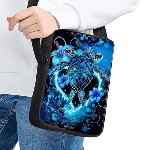 HUGS IDEA Heart Sea Turtle Floral Small Crossbody Bag for Women Girls Lightweight Carrier Shoulder Handbags Messenger Purse2