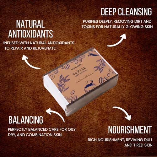 Image of Coffee Soap | Pure & Gentle Bathing Bar for Glowing Skin | Nourishing & Aromatic Soaps for Men & Women | Exfoliating & Antioxidants Cleansing Bar| Soap for All Skin Types | Pack Of 1