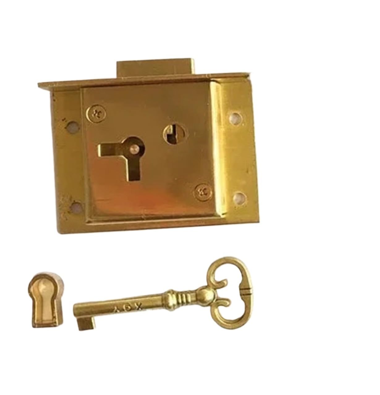 Cerradura de latón para cajones Cerradura de caja cajón gabinete latón antiguo clásico con llave cetro(L)