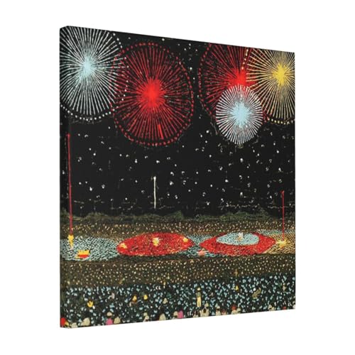 絵画 フレーム装飾画 山下清 長岡の花火 キャンバスアート アートパネル 壁画 壁掛け 絵 モダンアート 版画 壁飾り 世界の名画 ポスター 40x40cm