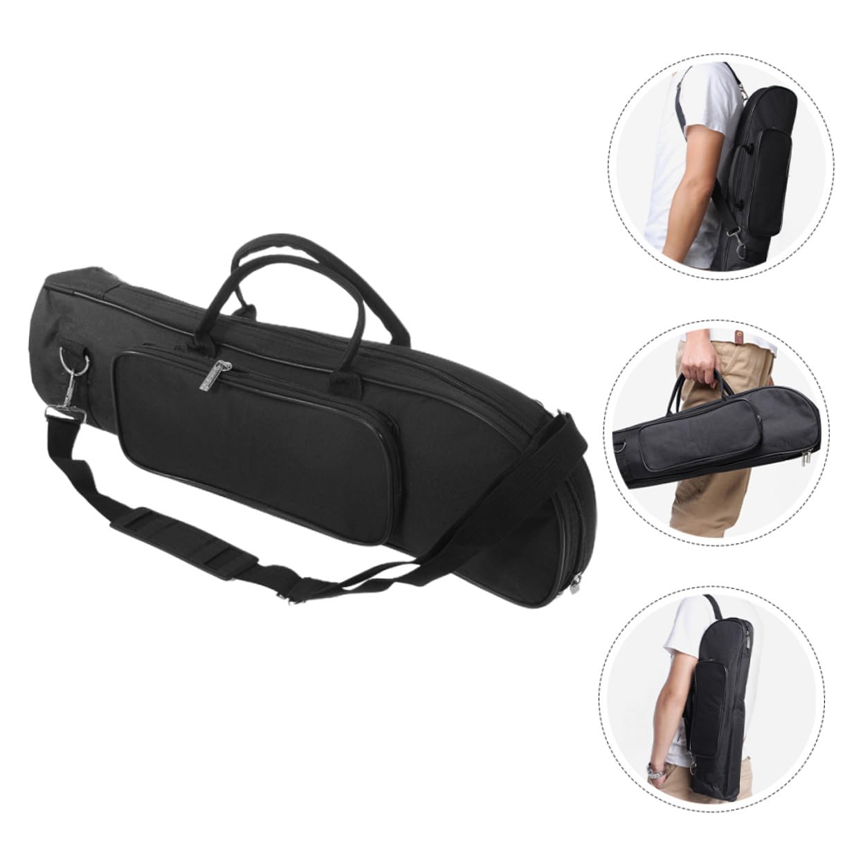 Funda para Trompeta Negra de Tela Oxford Resistente al Desgaste | Correa de Hombro Única y Asas, Compartimentos Separados, Almacenamiento Organizado