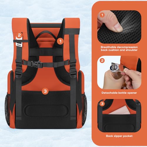 Image of Maelstrom Insulated Cooler Backpack, 36 Can Soft Cooler Ice Chest Bag | Double Compartment, 16H Cold, Leakproof, Bottle Opener, Waterproof, Lightweight, for Beach, Travel, Camping, Picnics, Hiking
