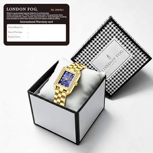 Image of London Fog Gresham Collection Watch for Women with Rectangular Dial, Crystal Hour Markers, Quartz Movement, Stainless Steel Strap and Water Resistant - LFW20002