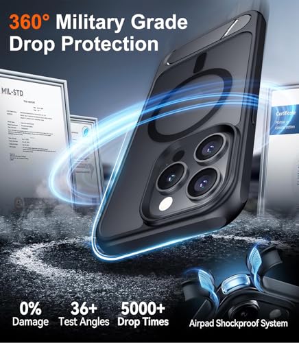 Image of Magnetic Compatible with iPhone 15 Pro Case, [Built-in Invisible Kickstand][Compatible with MagSafe] [Military Grade Shockproof] Slim Translucent Matte Phone Case for iPhone 15 Pro 6.1 inch