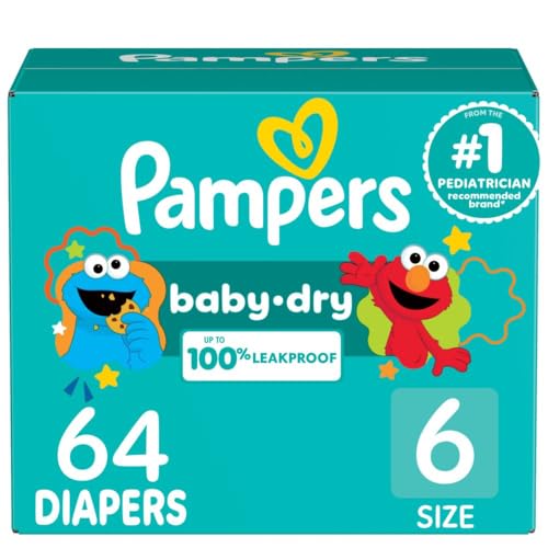 Image of Pampers Diapers - Baby Dry - Size 6, 64 Count, Absorbent Disposable Infant Diaper (Packaging May Vary)