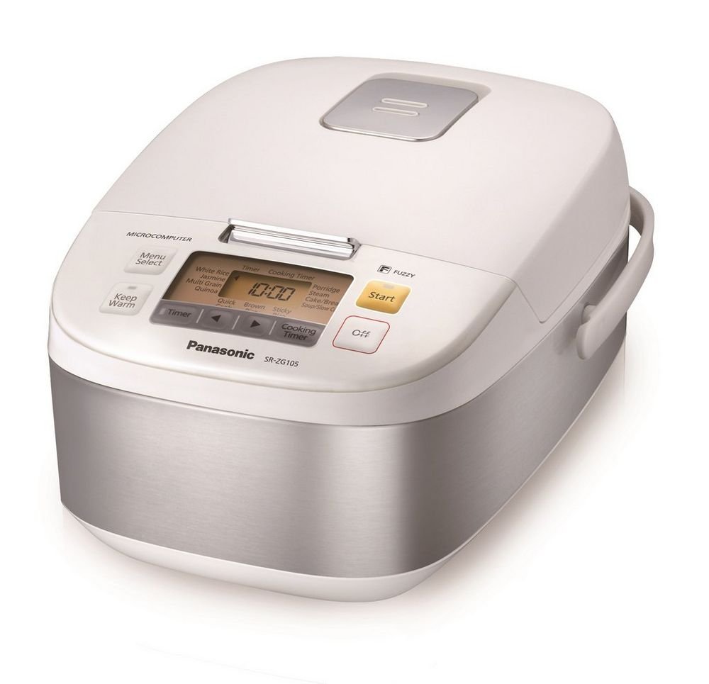Panasonic 5-Cup (Uncooked) Microcomputer Controlled Rice Cooker & Multi-Cooker, Stainless Steel/White