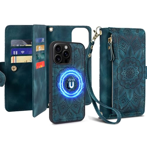 Étui portefeuille iPhone 14 Pro Max magnétique amovible et fentes pour cartes