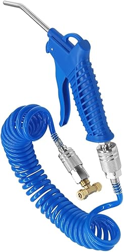 Vista 15 de Beduan Kit de pistola de aire con manguera neumática de poliuretano de 16 pies de largo, pistola de aire resistente para compresor de aire (azul)