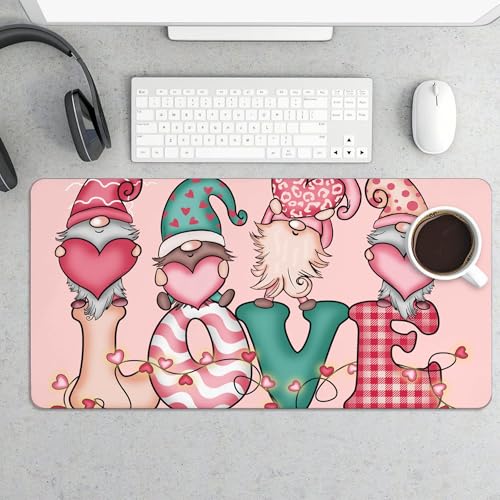 Image of Valentine Dwarf Love Extended Gaming Mouse Pad, with Stitched Edges Large Mouse Pad Desk Protector, Rubber Base Mousepad Keyboard Mouses Mat for Work Game Office Home 32 inchX16 inch,E57