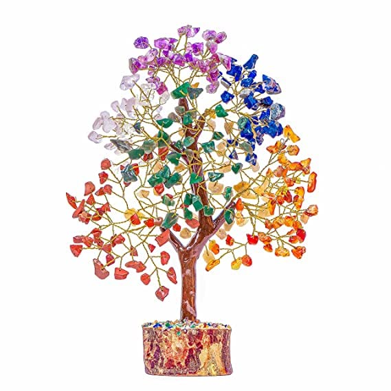Seven Chakra Crystal Tree | Balance Your Energy | Beautify Your Space with Healing | Gemstones, Harmonize Your Energy, Centers with This Stunning Gemstone Multicolor, 1 Piece
