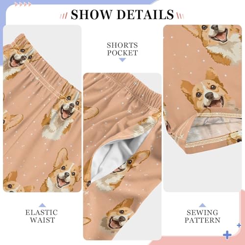 Welsh Corgi Pink Pajama Pants Long Sleep Pants Soft Pajama Bottoms With Pockets3