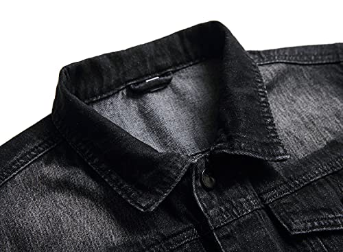 QIMYUM Jean Jacket For Men, Distressed Slim Denim Jacket3