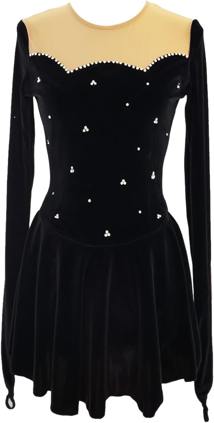 LIUHUO Figure Skating Dress Girl's Long Sleeves Colourful Diamonds Handmade Customized Competiton Performance