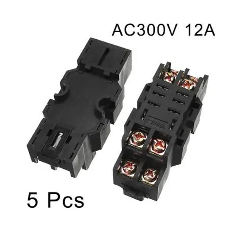 5Pcs 8 Pin 27mm DIN Rail Panel Mounted Electromagnetic Power Relay Socket Base NWPNLXEA