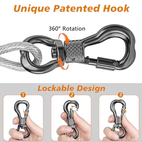 XiaZ Dog Tie Out Cable 50ft, Outdoor Runner Lead Chain Tether for Small Medium Large Dogs, 5mm Diameter Cable,11000 lbs Break Strength, Reflective Silver - Image 5