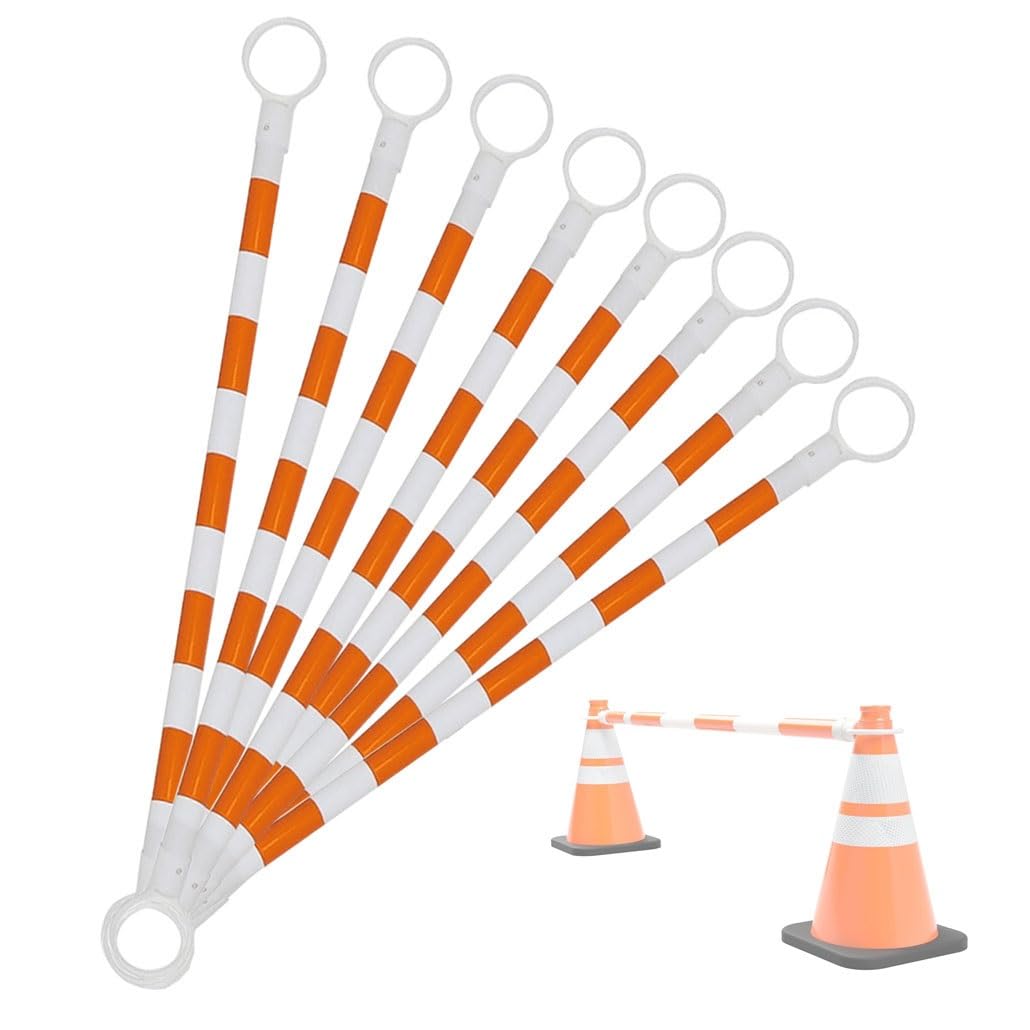 Reflektierende, ausziehbare Verkehrsleitkegel – 8er-Pack, 119–198 cm langer, einziehbarer Sicherheitsbügel für Baustellen, Parkplätze, Personenlenkung, Notfallmaßnahmen und Verkehrsmanagemen